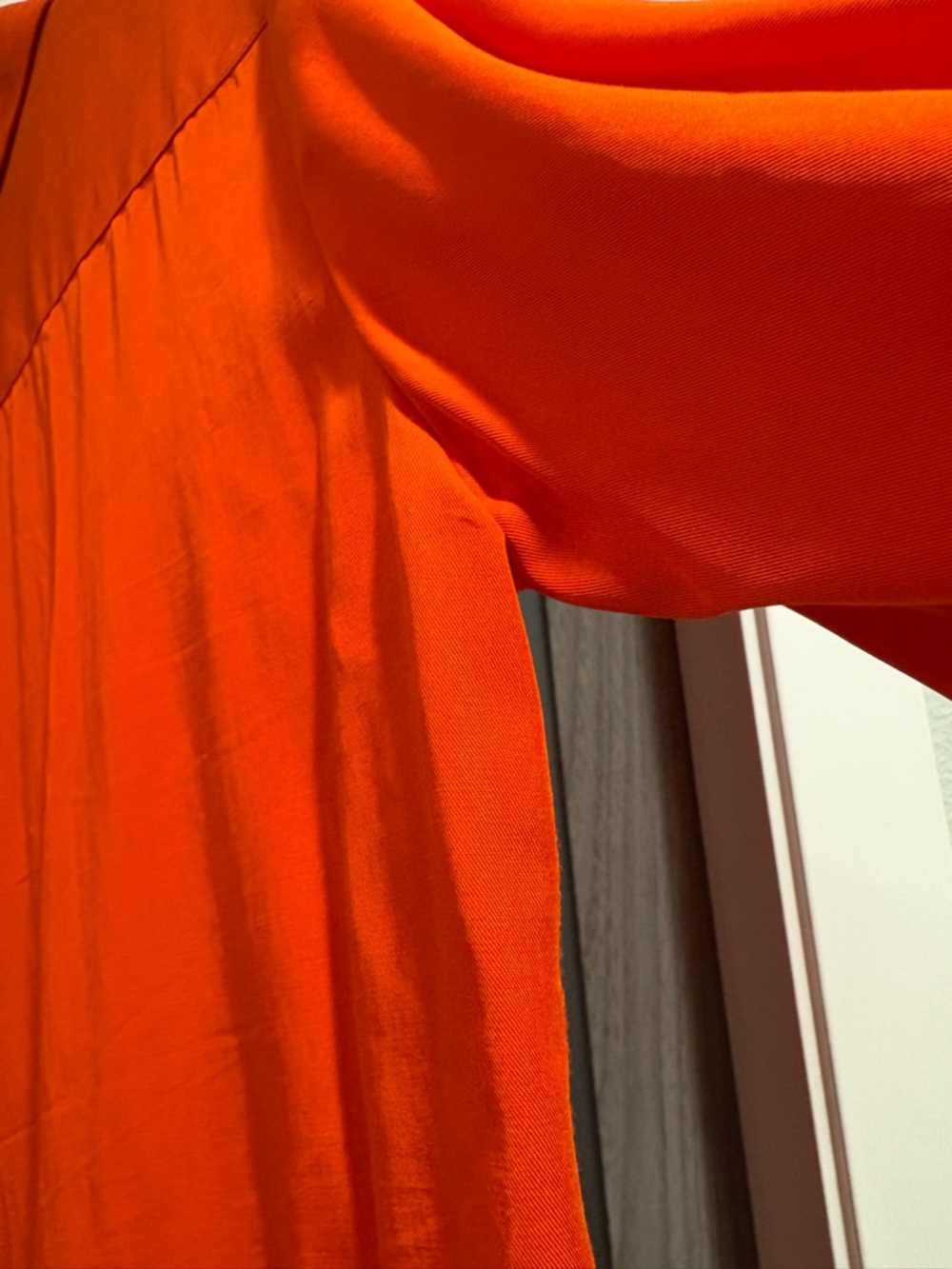 Zara Bold Red-Orange Long Sleeve Button Shirt - Picture 7 of 10